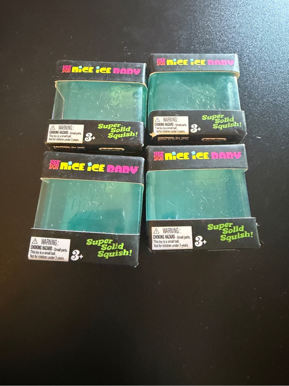 Lot of 4 New Nee Doh Nice Ice Baby Cubes Blue Super Solid Squish Teenie
